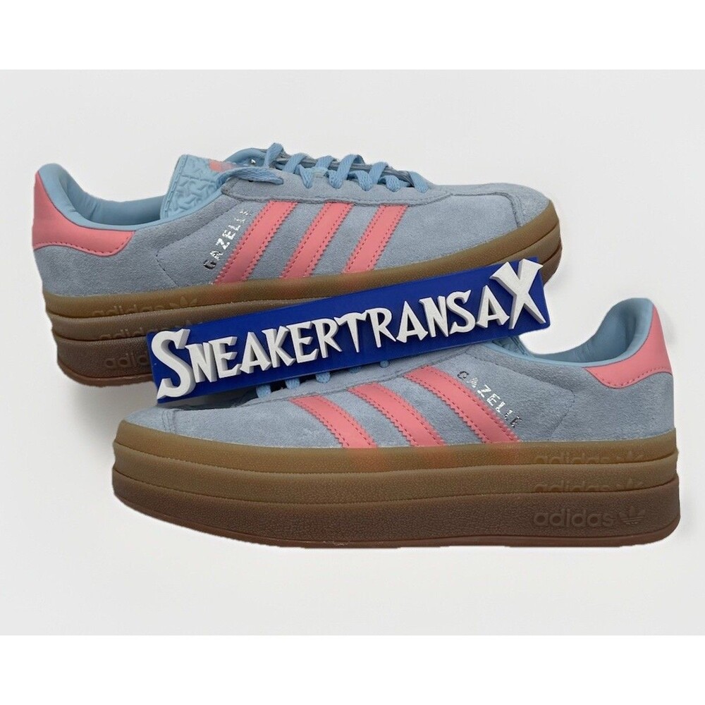 New Adidas Gazelle Bold J Clear Sky Blue Semi Pink Spark Size 5.5y/7W JI3384
